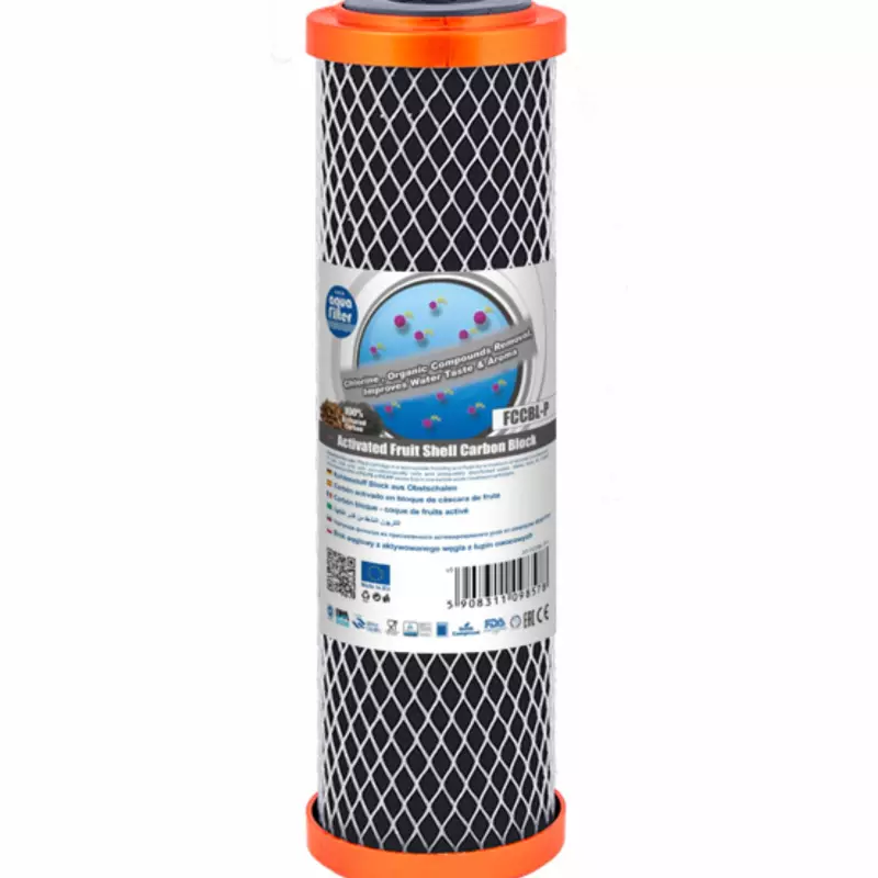 Ūdens filtru augļu čaulas un bitumiskās aktivētās ogles + speciālā iebēruma kārtridži FCCBL-P sērijas Aquafilter