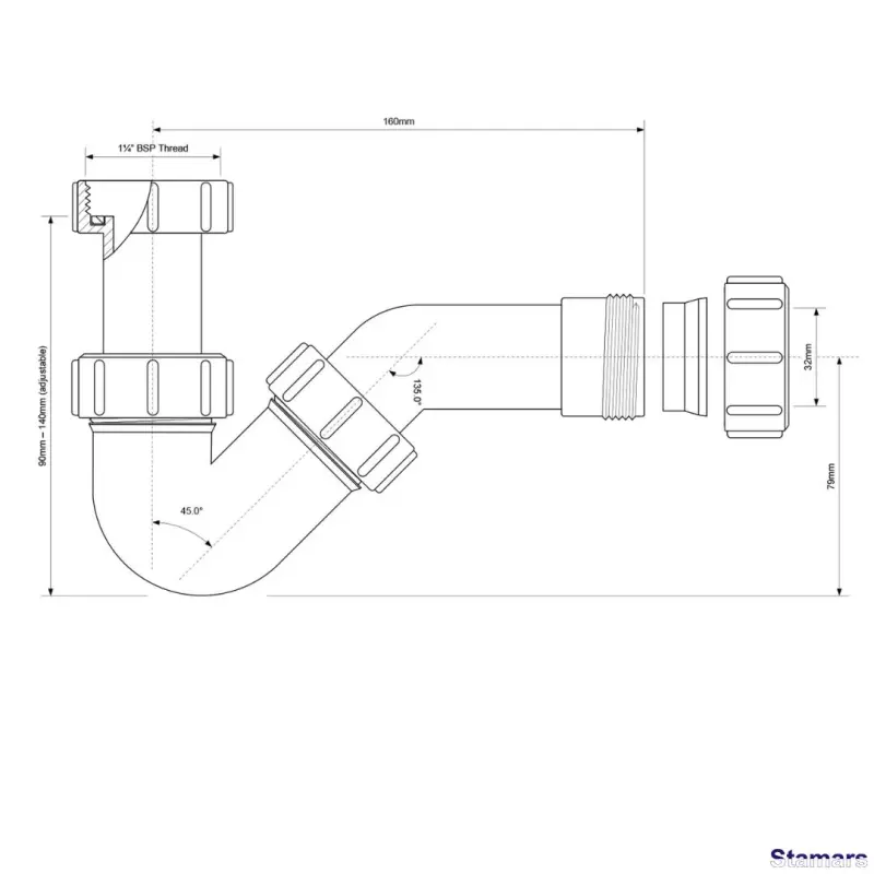 Sifons bidē cauruļveida