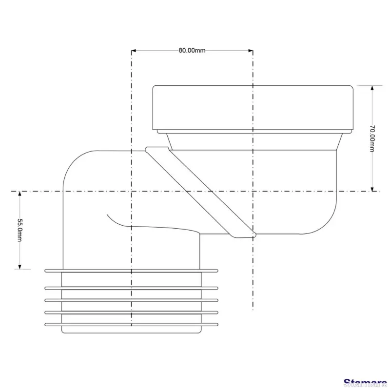 WC pieslēgums (nobīde 80mm), WCLO-8