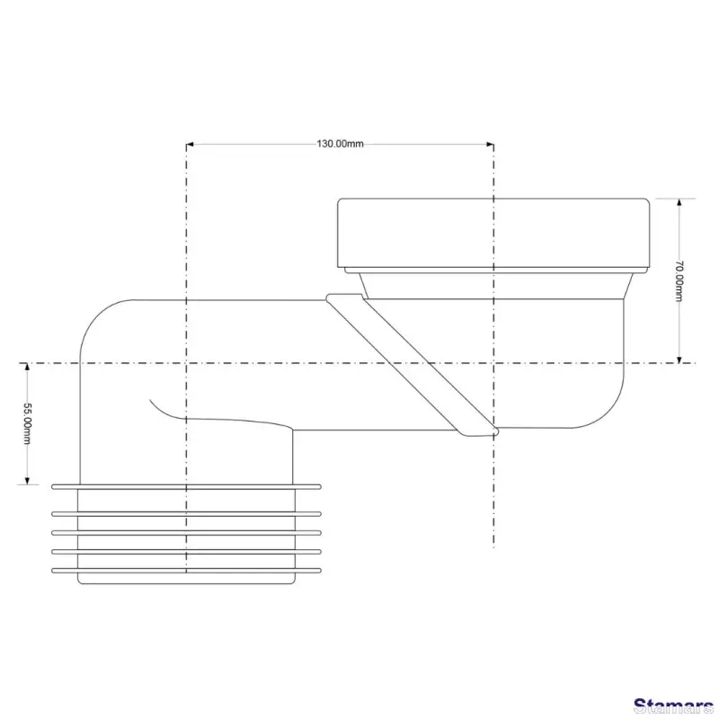 WC pieslēgums (nobīde 130mm), WCLO-13